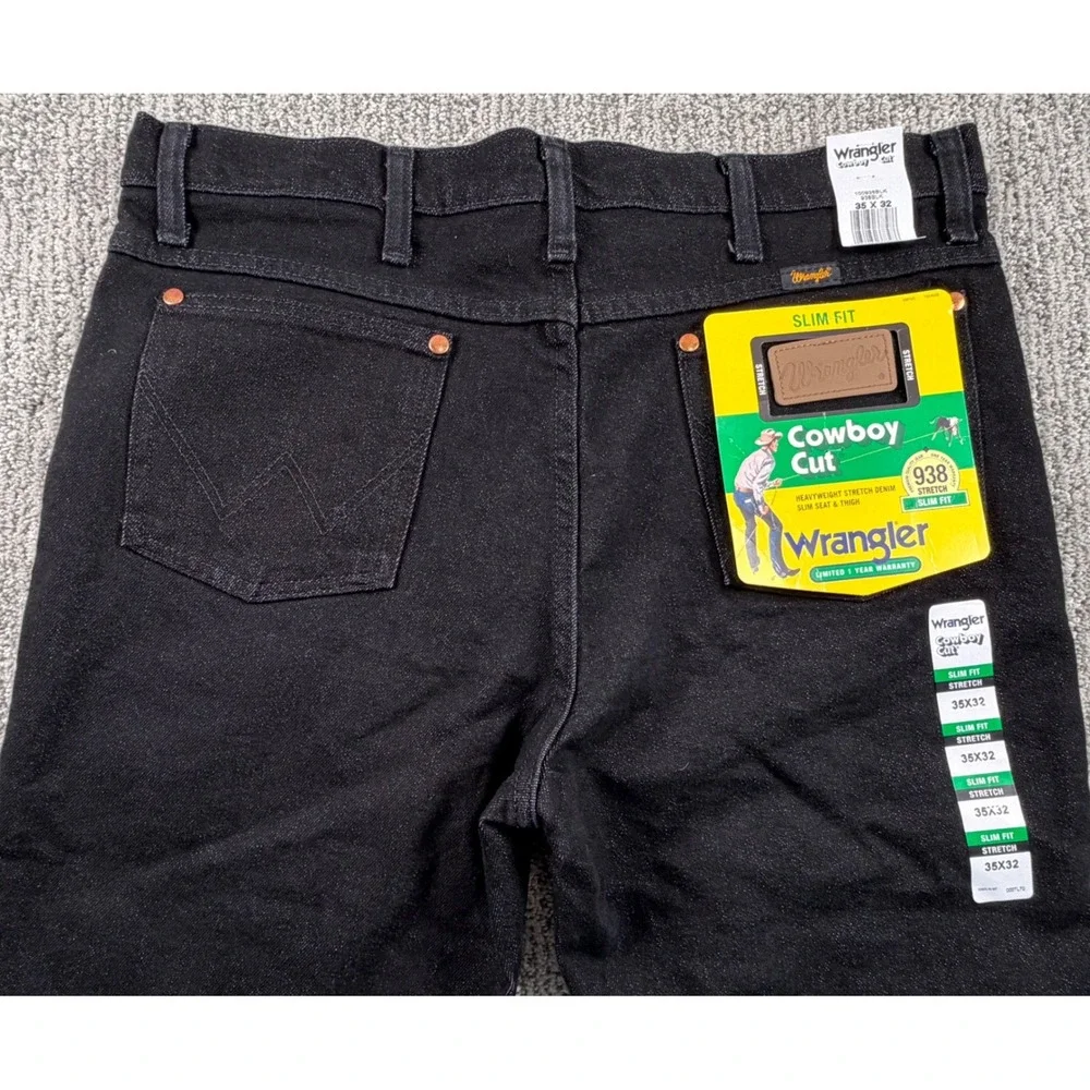 Wrangler Cowboy Cut Jeans Mens 35x32 Black‎ Slim Fit 938 Stretch Denim NWT